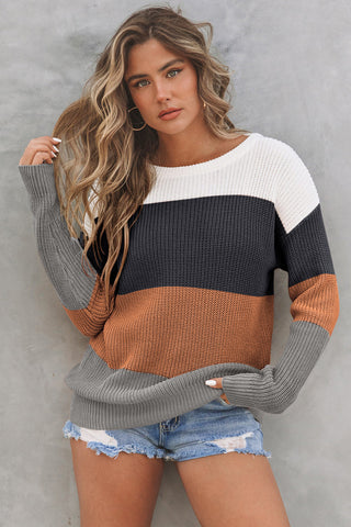 Sunset Palette Striped Sweater - Chestnut