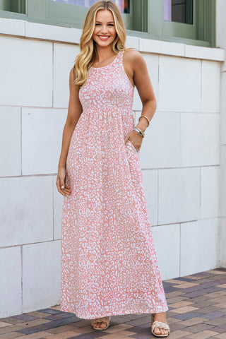 Leopard Maxi Dress - Light Pink