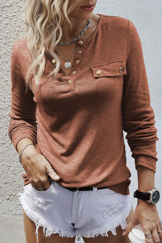 Henley Snap Top - Rust