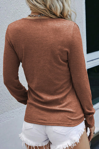 Henley Snap Top - Rust