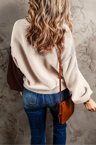 Bishop Sleeve Color Block Sweater - Checker - Ships Friday