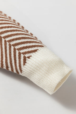 Herringbone Pattern Sweater - Brown