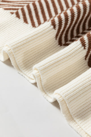 Herringbone Pattern Sweater - Brown