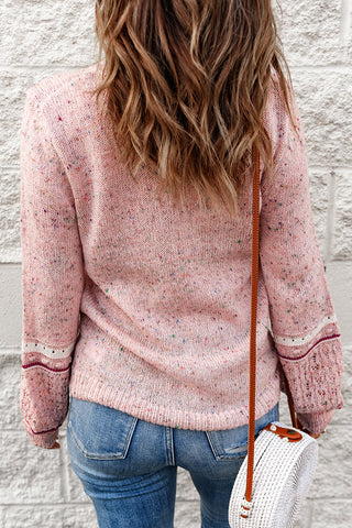 Rainbow Speckled Sweater - Pink