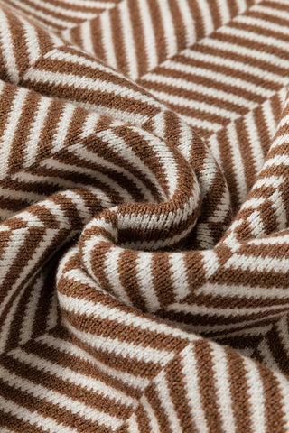 Herringbone Pattern Sweater - Brown