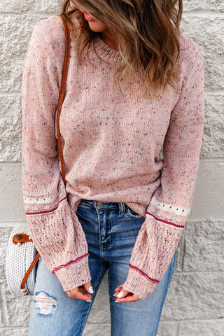 Rainbow Speckled Sweater - Pink