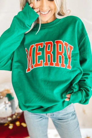 Merry Crew Neck Sweatshirt - Green
