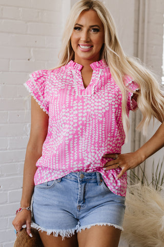 Pink Sorbet Flutter Sleeve Top