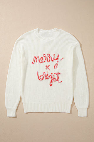 Candy Cane Merry Christmas Sweater - White