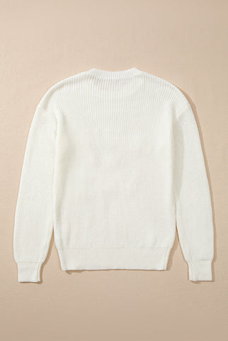 Candy Cane Merry Christmas Sweater - White