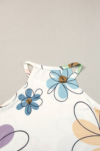 Abstract Daisy Sleeveless Top - Off White