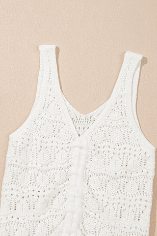 Chic Vibes Sleeveless Crochet Top - White