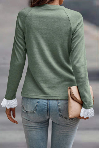 Ruffle Detail Pleated Top - Green