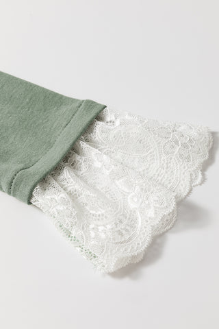 Ruffle Detail Pleated Top - Green