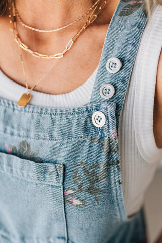 Floral Jean Short Bibs
