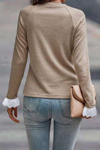 Ruffle Detail Pleated Top - Beige