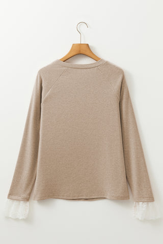 Ruffle Detail Pleated Top - Beige