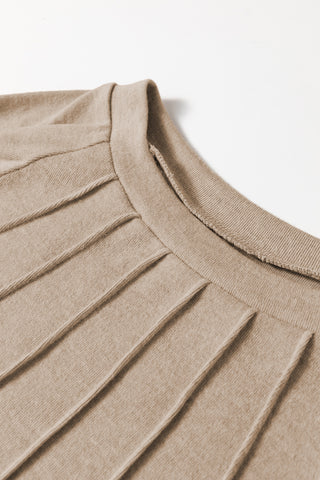 Ruffle Detail Pleated Top - Beige