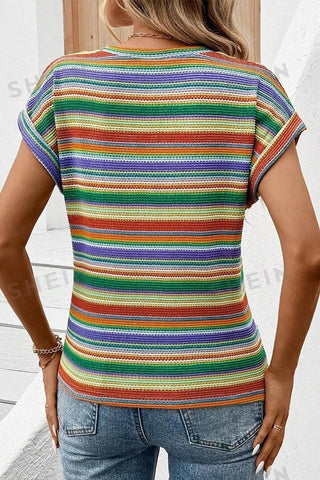 Striped Colorful Twist Top - Ships 10/7
