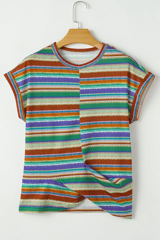 Striped Colorful Twist Top - Ships 10/7