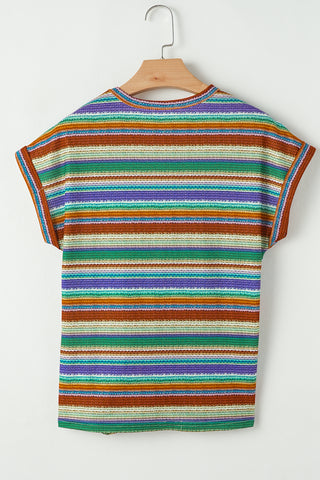 Striped Colorful Twist Top - Ships 10/7