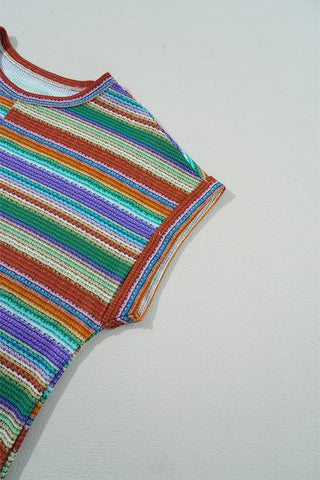 Striped Colorful Twist Top - Ships 10/7