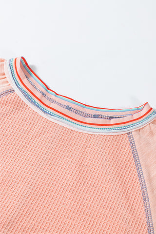 Waffle Weave Top - Peachy Apricot