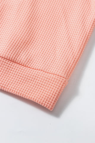 Waffle Weave Top - Peachy Apricot