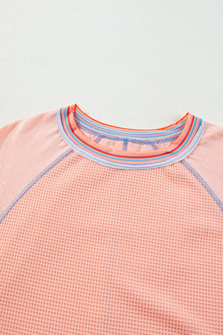 Waffle Weave Top - Peachy Apricot