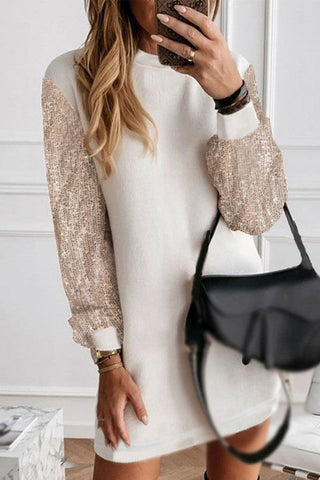 Sequined Mini Dress - White