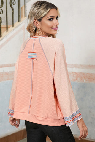 Waffle Weave Top - Peachy Apricot
