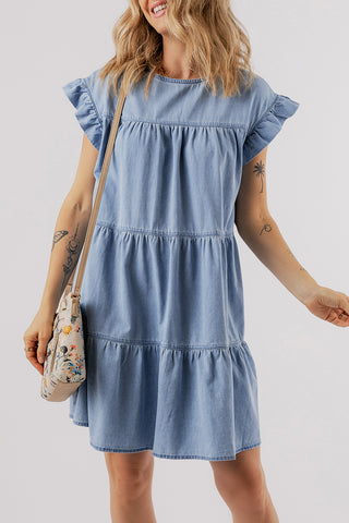 Ruffle Sleeve Jean Dress