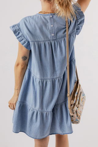 Ruffle Sleeve Jean Dress