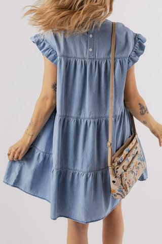 Ruffle Sleeve Jean Dress