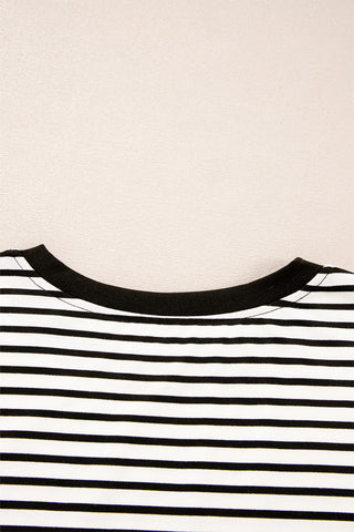 Striped Top with Pocket - Black