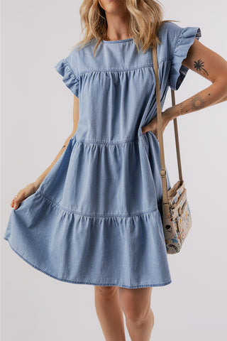 Ruffle Sleeve Jean Dress