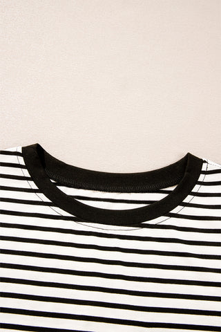 Striped Top with Pocket - Black