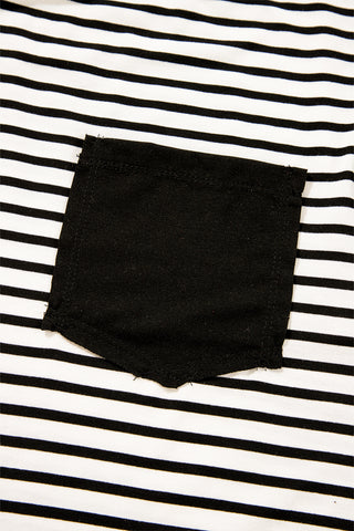 Striped Top with Pocket - Black