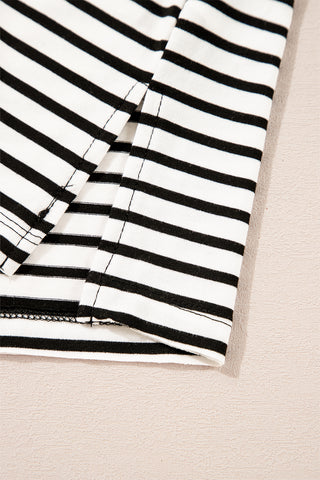 Striped Top with Pocket - Black