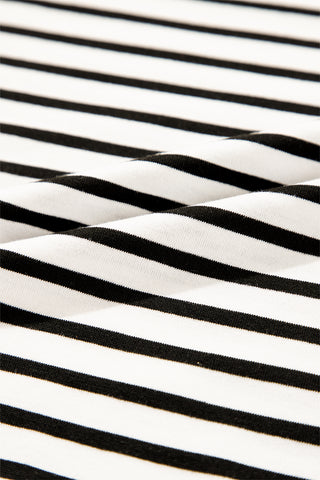 Striped Top with Pocket - Black