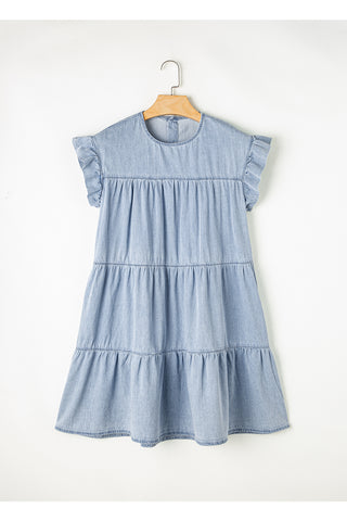 Ruffle Sleeve Jean Dress