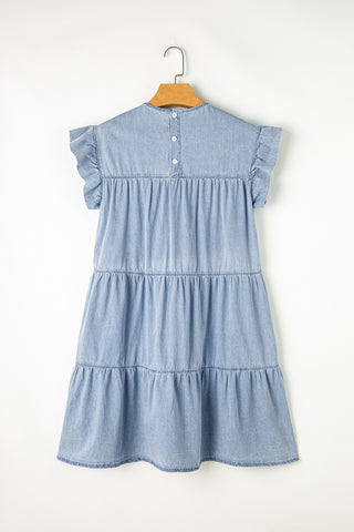 Ruffle Sleeve Jean Dress