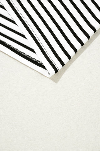 Striped Top with Pocket - Black