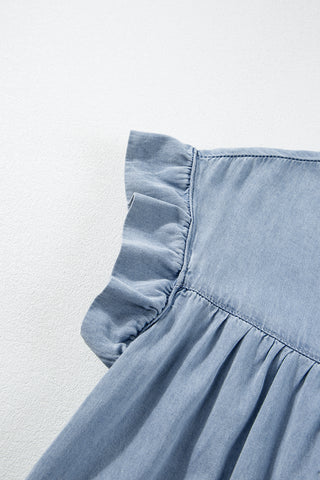 Ruffle Sleeve Jean Dress