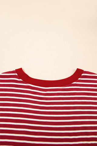 Striped Top with Pocket - Red