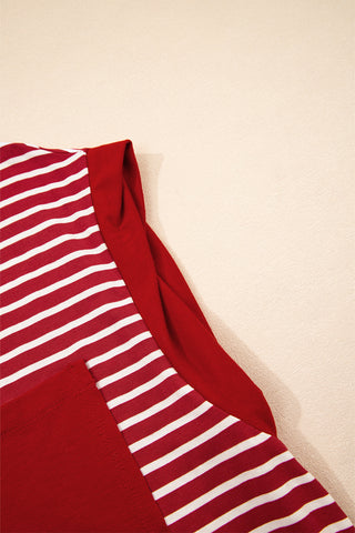 Striped Top with Pocket - Red