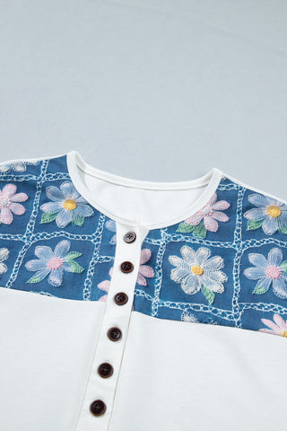 Denim Details Top - White Daisy
