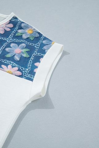 Denim Details Top - White Daisy