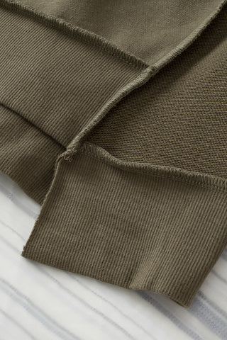 Oversized Henley Sweatshirt - Olive