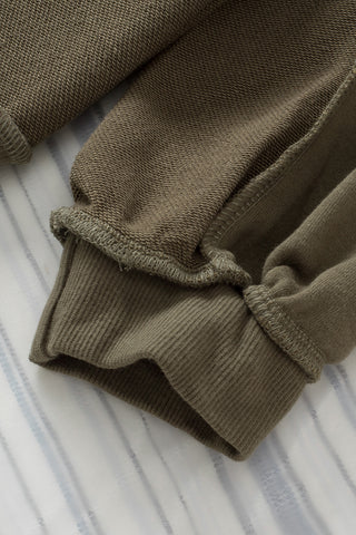 Oversized Henley Sweatshirt - Olive